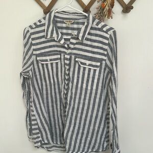 Lucky Brand Striped Cotton Button Down MEDIUM